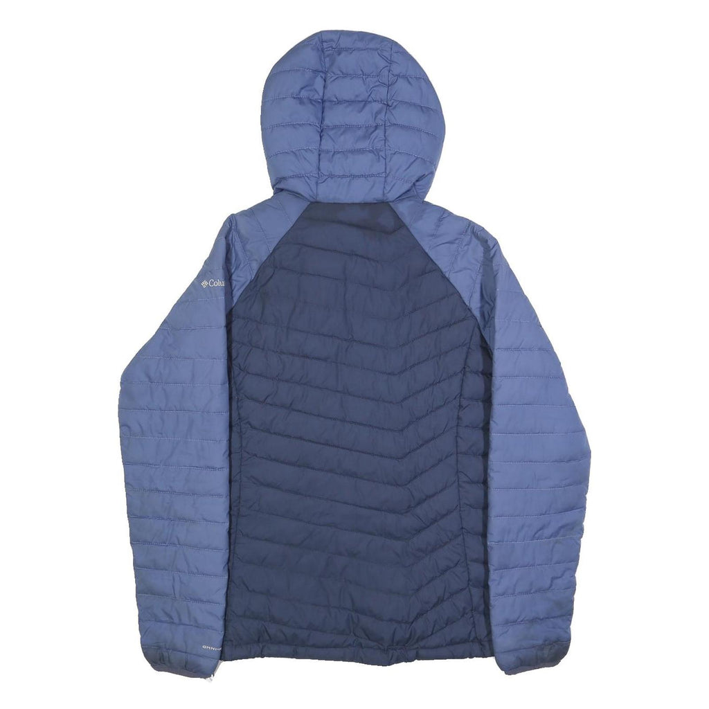 COLUMBIA Womens Blue & Navy Hooded Zip Jacket S Polyester Outdoor Casual Warm