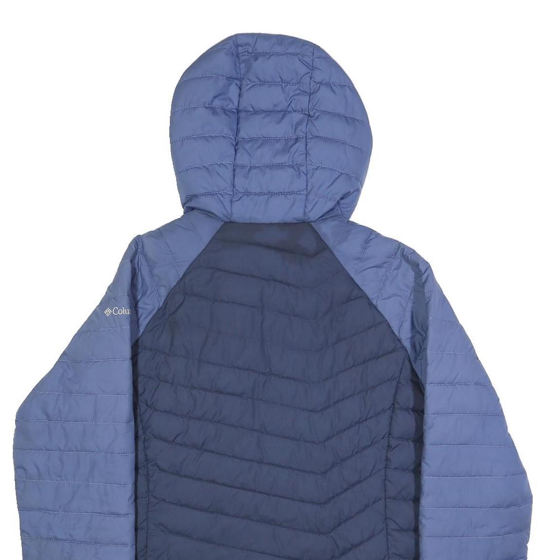 COLUMBIA Womens Blue & Navy Hooded Zip Jacket S Polyester Outdoor Casual Warm