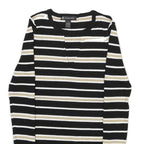 INTERNATIONAL CONCEPTS Womens Black & Gold Striped Plain Crew Neck Rib Knit S