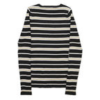 INTERNATIONAL CONCEPTS Womens Black & Gold Striped Plain Crew Neck Rib Knit S