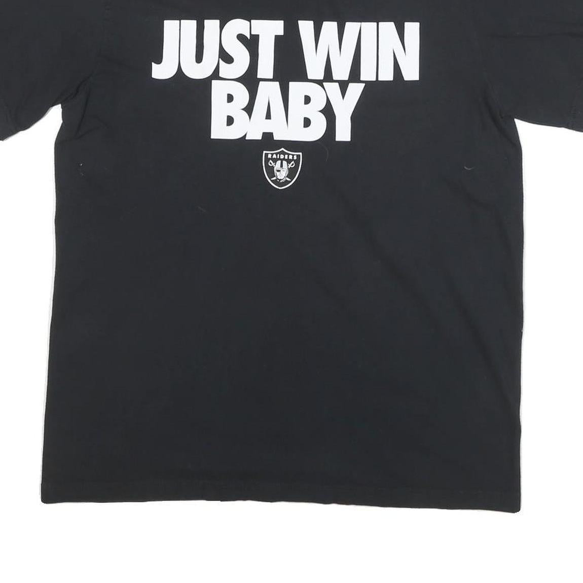 NIKE Mens Black Just Win Baby Graphic T-Shirt L Short Sleeve Crew Neck Cotton