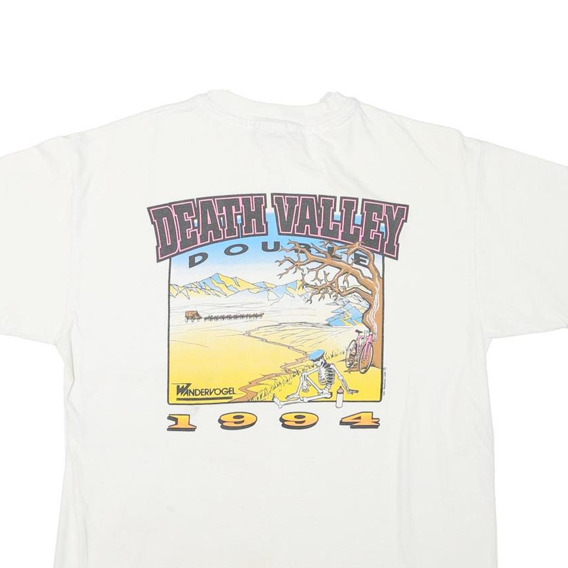 HANES Mens White Wandervogel Graphic T-Shirt L Short Sleeve Crew Neck Vintage