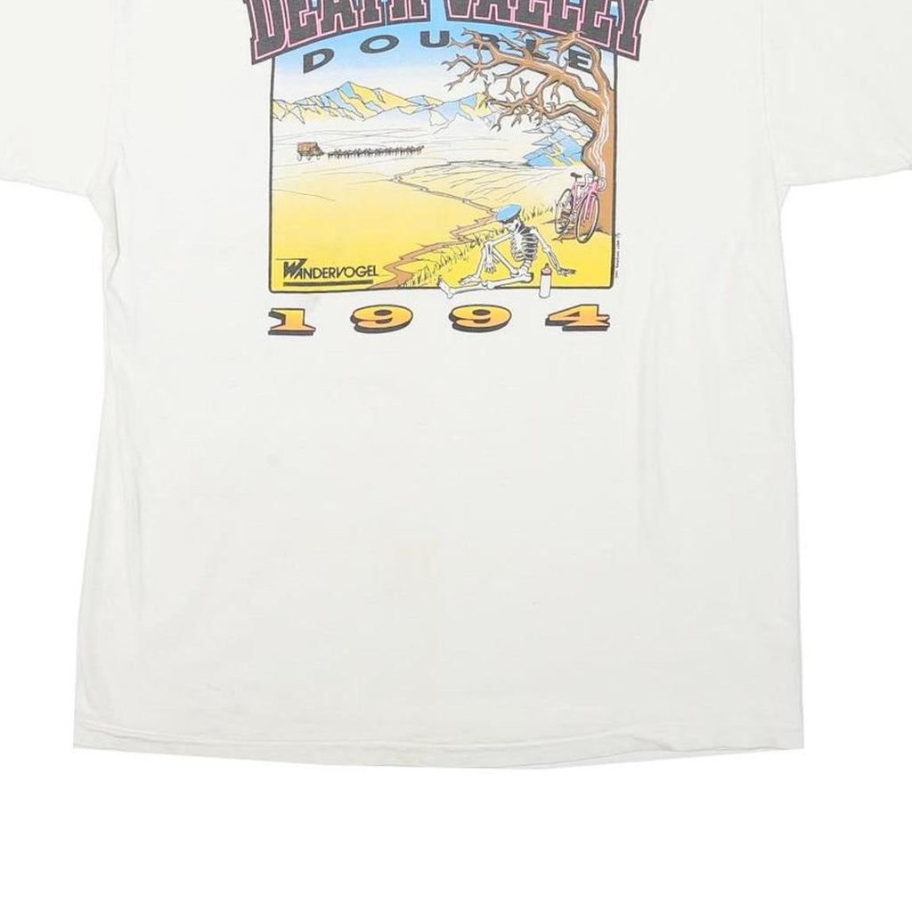 HANES Mens White Wandervogel Graphic T-Shirt L Short Sleeve Crew Neck Vintage