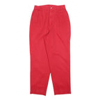 EHL Womens Cotton Red Regular Fit Straight Trousers W26 L27 Casual Zip