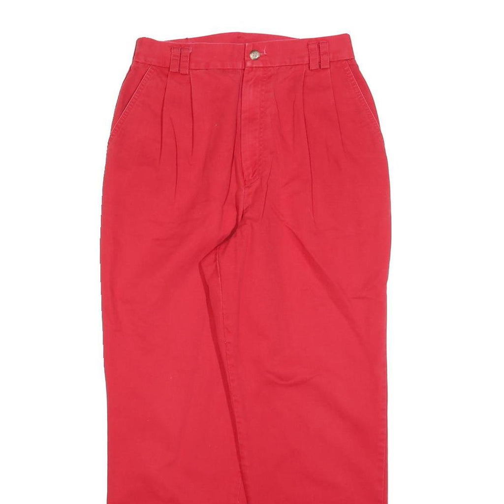 EHL Womens Cotton Red Regular Fit Straight Trousers W26 L27 Casual Zip