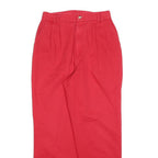 EHL Womens Cotton Red Regular Fit Straight Trousers W26 L27 Casual Zip