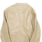 TOUT TOUT Womens Beige Faux Leather Moto Jacket L Zip Biker Slim Fit Stylish