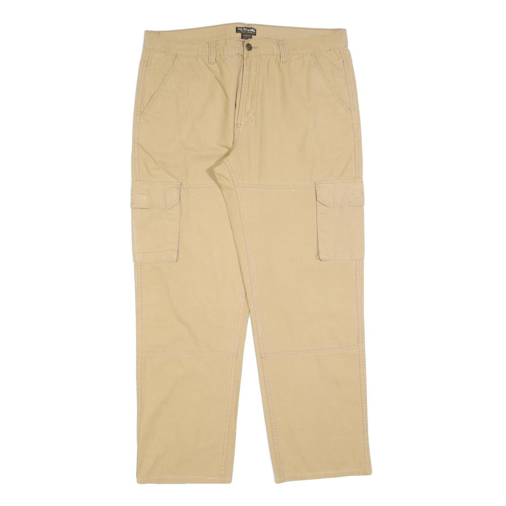 ATLAS FOR MEN Mens Cotton Blend Beige Regular Fit Cargo Trousers W38 L30 Casual