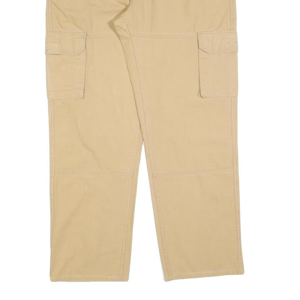 ATLAS FOR MEN Mens Cotton Blend Beige Regular Fit Cargo Trousers W38 L30 Casual