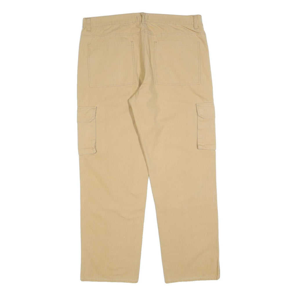 ATLAS FOR MEN Mens Cotton Blend Beige Regular Fit Cargo Trousers W38 L30 Casual