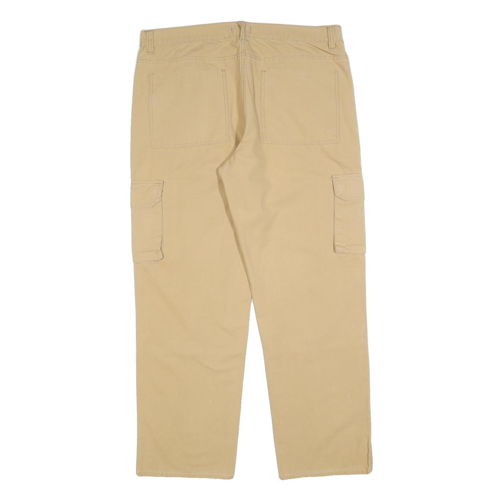 ATLAS FOR MEN Mens Cotton Blend Beige Regular Fit Cargo Trousers W38 L30 Casual