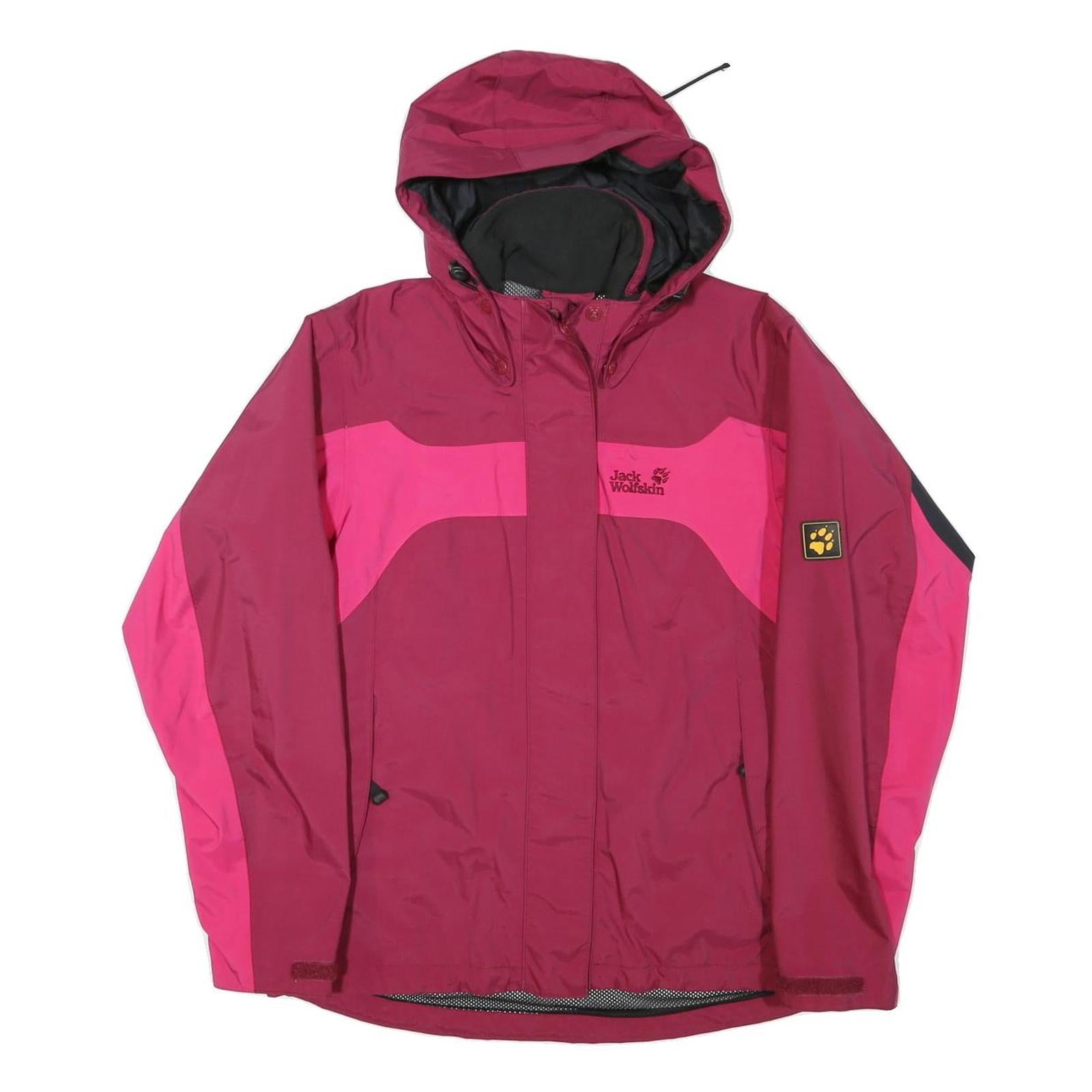 JACK WOLFSKIN Womens Burgundy & Pink Outdoor Jacket S Polyester Blend Waterproof