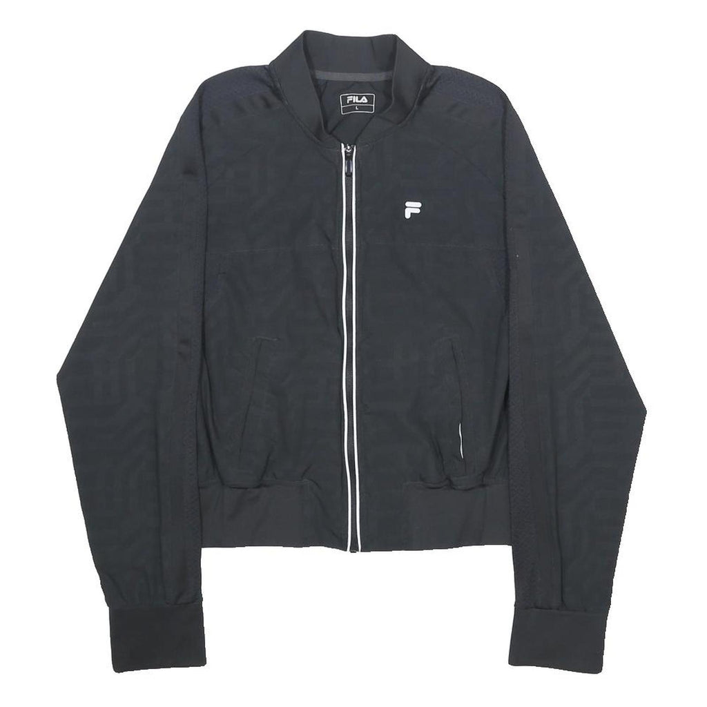 FILA Womens Black L Jacket Polyester Blend Zip Plain Lightweight Sportswear