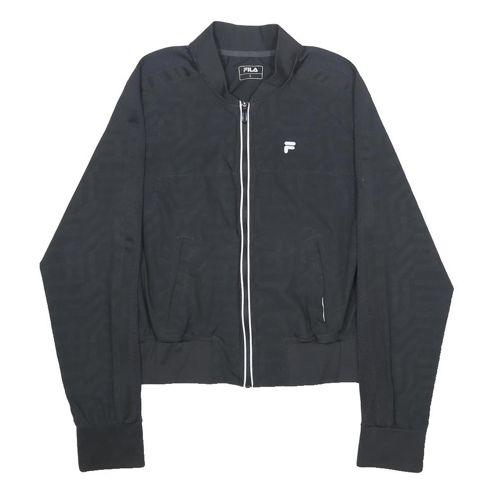 FILA Womens Black L Jacket Polyester Blend Zip Plain Lightweight Sportswear