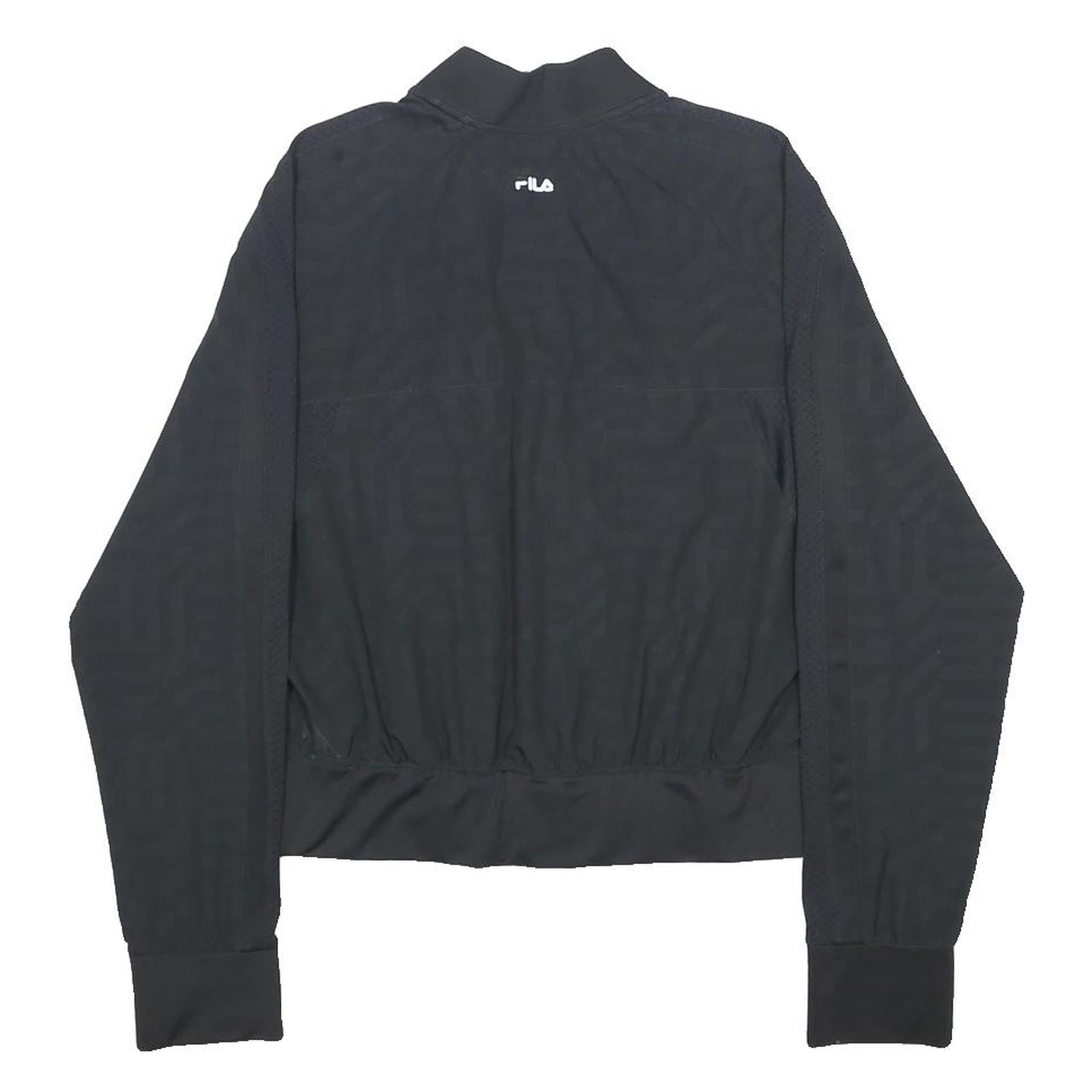 FILA Womens Black L Jacket Polyester Blend Zip Plain Lightweight Sportswear