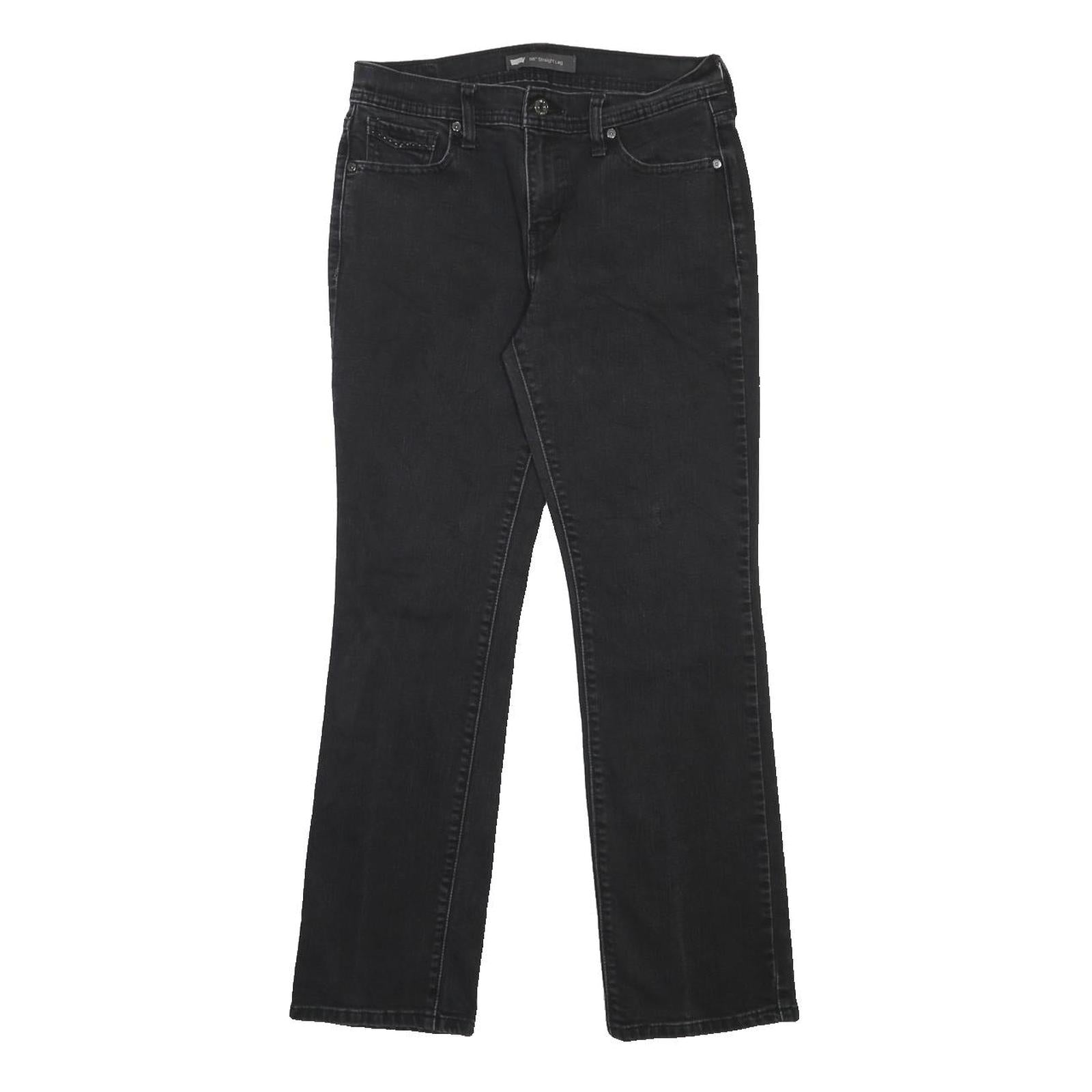 LEVI'S 505 Womens Black Regular Straight Denim W28 L28 Zip Cotton Blend Jeans