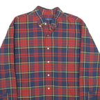 RALPH LAUREN Mens Red & Navy Check Shirt L Button-Down Collar Cotton Casual