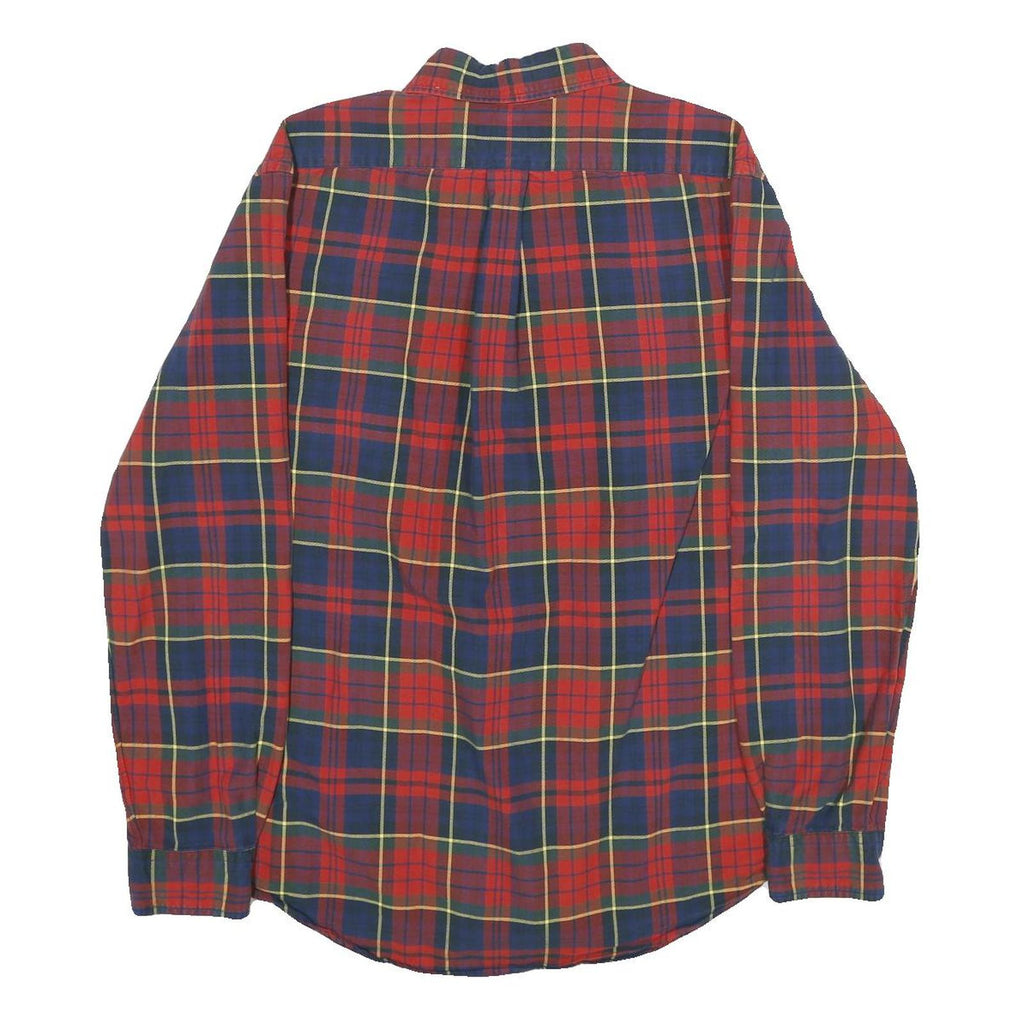 RALPH LAUREN Mens Red & Navy Check Shirt L Button-Down Collar Cotton Casual