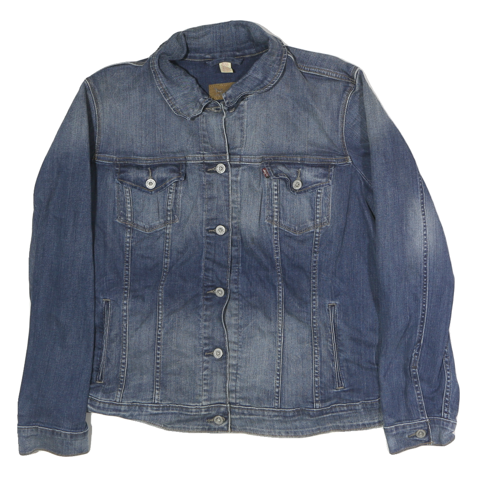 LEVI'S Womens Blue Denim Button Jacket 3XL Cotton Classic Fit Casual Outerwear