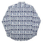 VINCI Mens Blue & White Pattern Shirt M Cotton Blend Long Sleeve Casual
