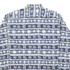 VINCI Mens Blue & White Pattern Shirt M Cotton Blend Long Sleeve Casual