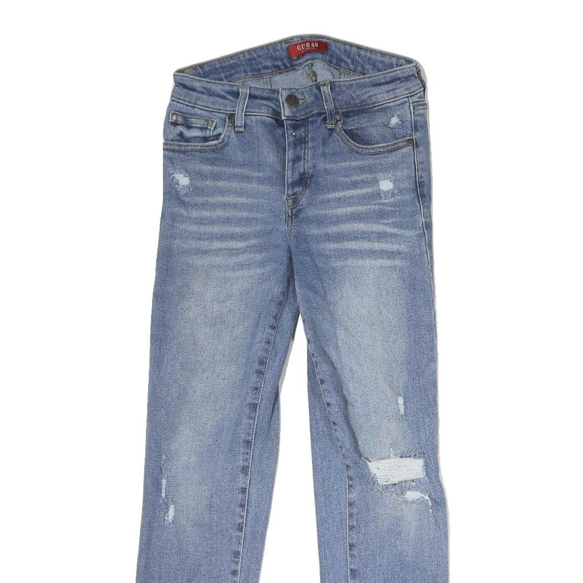 GUESS JEANS Mens Slim Blue Denim Light W26 L29 Distressed Casual Jeans