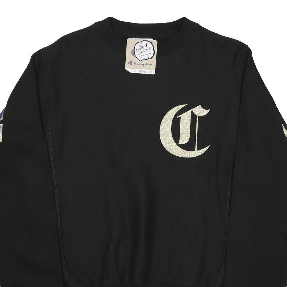 CHAMPION REVERSE WEAVE Mens Black XS Crew Neck Sweatshirt Cotton Blend Champion