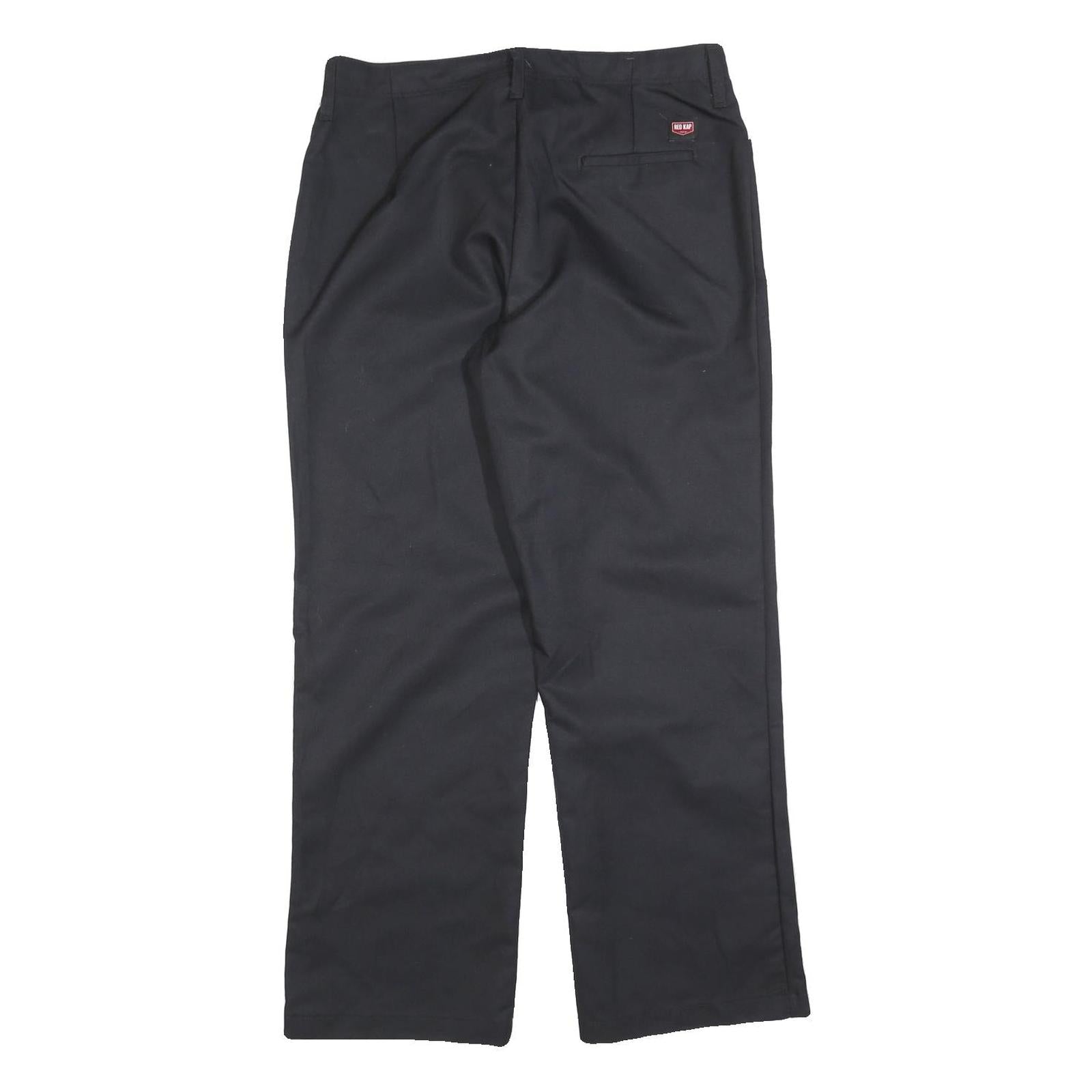 RED KAP Womens Cotton Blend Black Regular Fit Straight Leg Trousers W32 L30