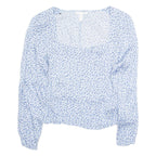H&M Womens Printed Blouse Blue Long Sleeve Viscose Floral M