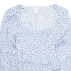H&M Womens Printed Blouse Blue Long Sleeve Viscose Floral M