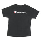 CHAMPION Mens Black L Graphic T-Shirt Short Sleeve Crew Neck Logo Cotton Blend
