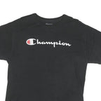 CHAMPION Mens Black L Graphic T-Shirt Short Sleeve Crew Neck Logo Cotton Blend