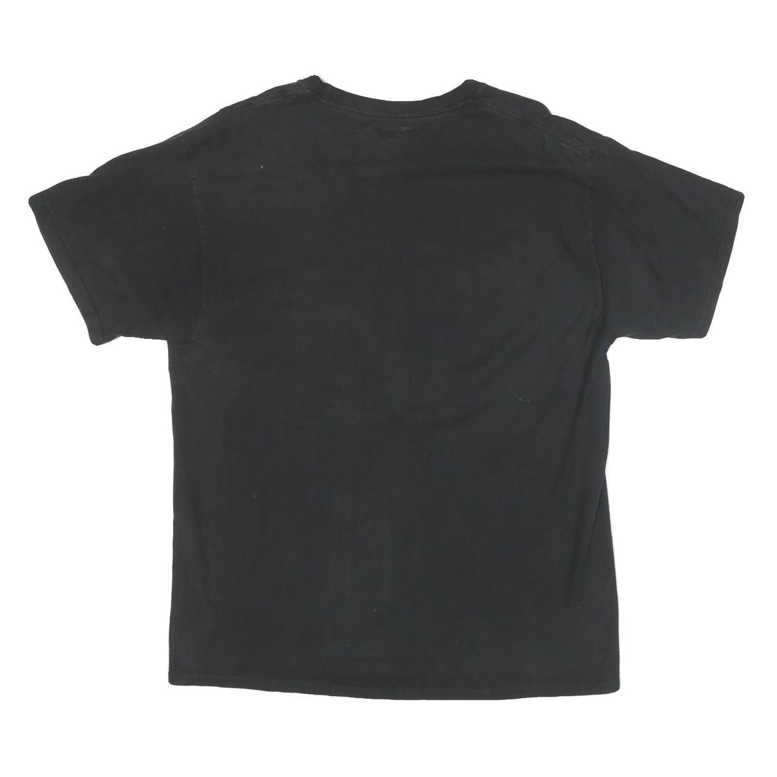 CHAMPION Mens Black L Graphic T-Shirt Short Sleeve Crew Neck Logo Cotton Blend