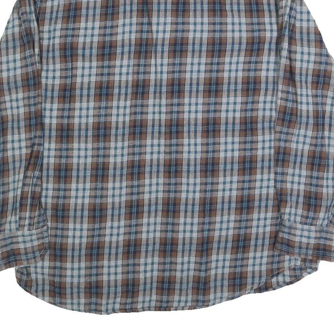 OUTDOOR LIFE Mens Blue & Brown Check Shirt L Cotton Blend Long Sleeve Button