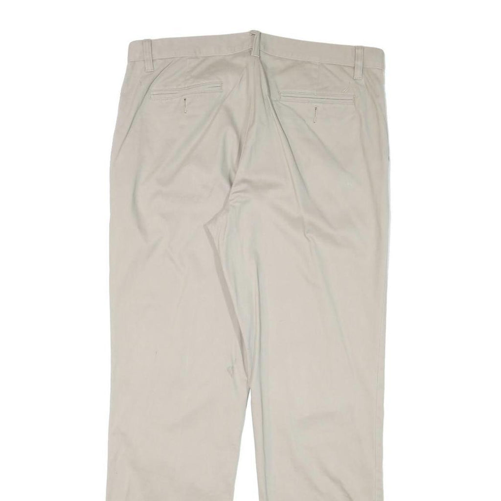NAUTICA Mens Regular Beige Cotton Blend Trousers W34 L32 Zip Closure Classic Fit
