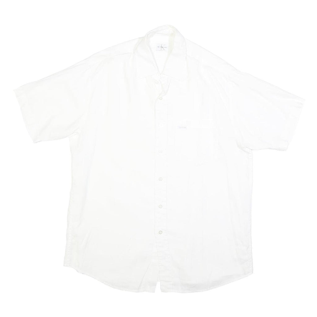 CALVIN KLEIN JEANS Mens White Shirt S Cotton Blend Casual Button-Up