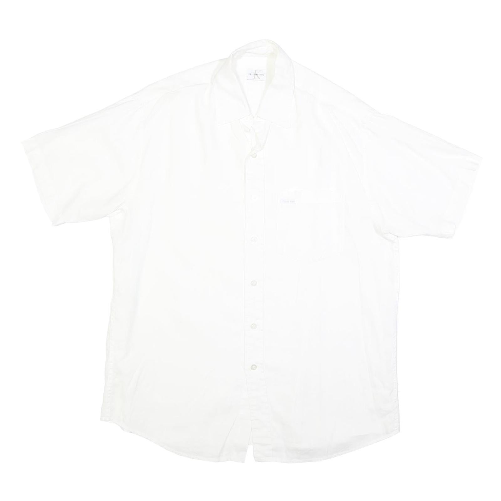 CALVIN KLEIN JEANS Mens White Shirt S Cotton Blend Casual Button-Up