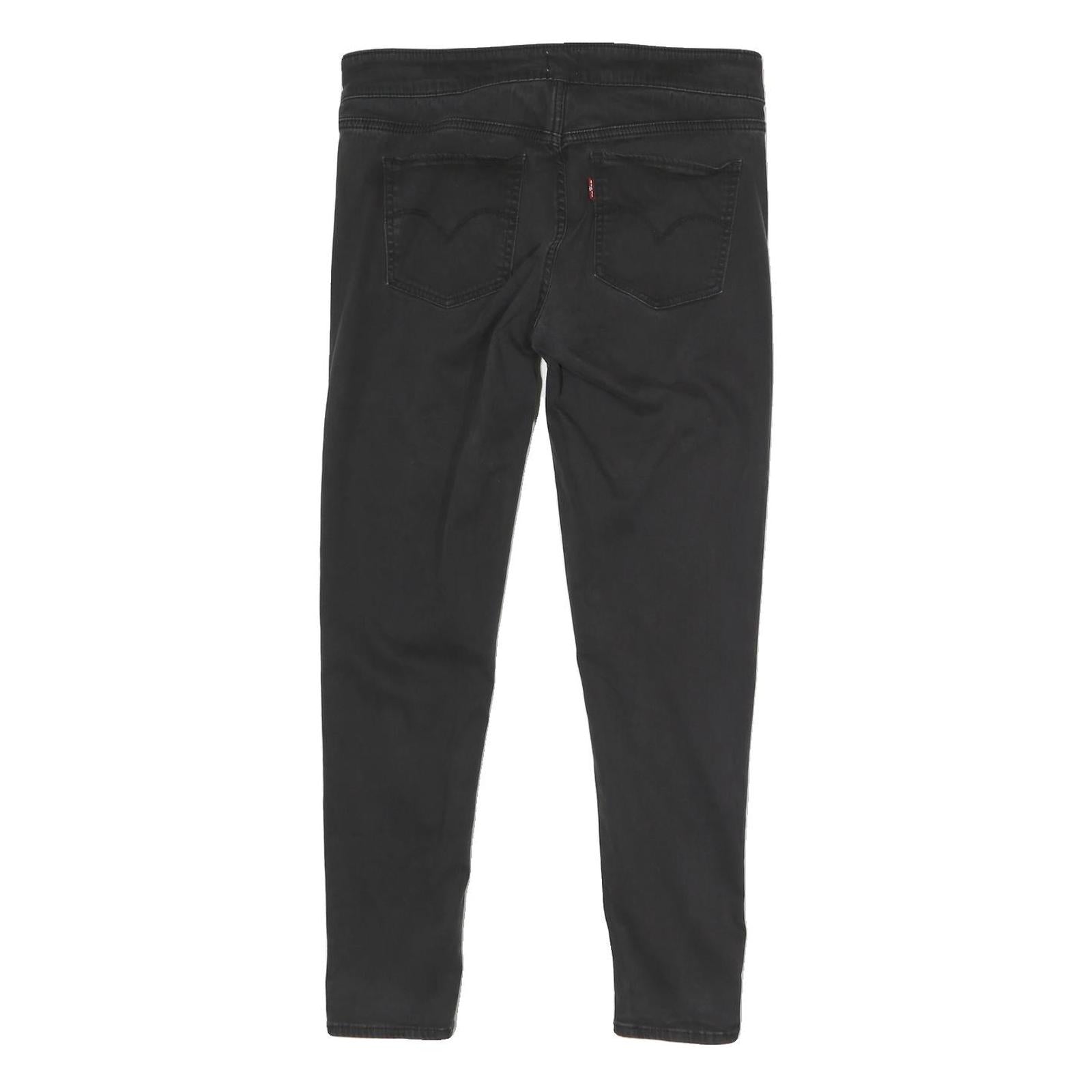LEVI'S Womens Cotton Blend Black Slim Skinny Trousers W30 L26 Zip Closure