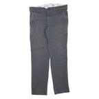 DICKIES Mens Regular Fit Straight Cotton Blend Grey Zip Jeans W32 L30 Workwear