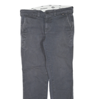 DICKIES Mens Regular Fit Straight Cotton Blend Grey Zip Jeans W32 L30 Workwear