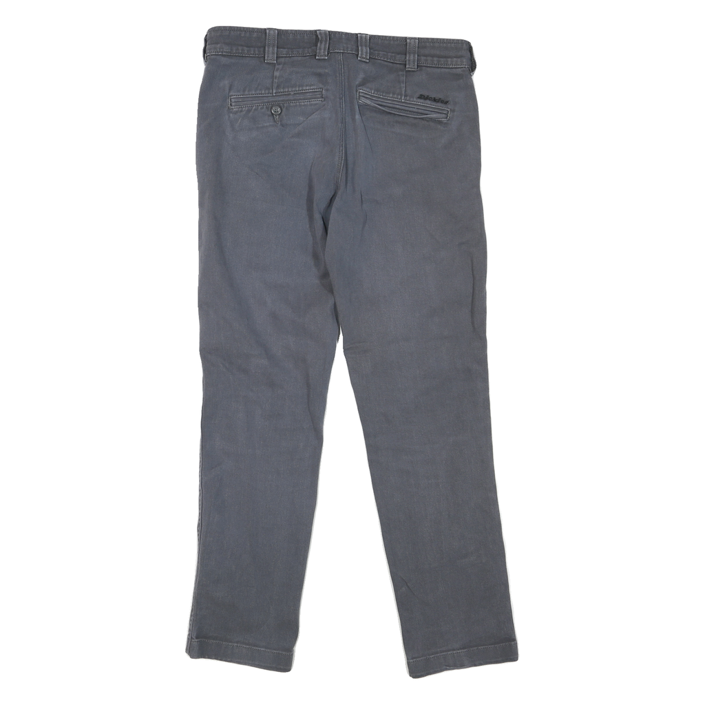 DICKIES Mens Regular Fit Straight Cotton Blend Grey Zip Jeans W32 L30 Workwear