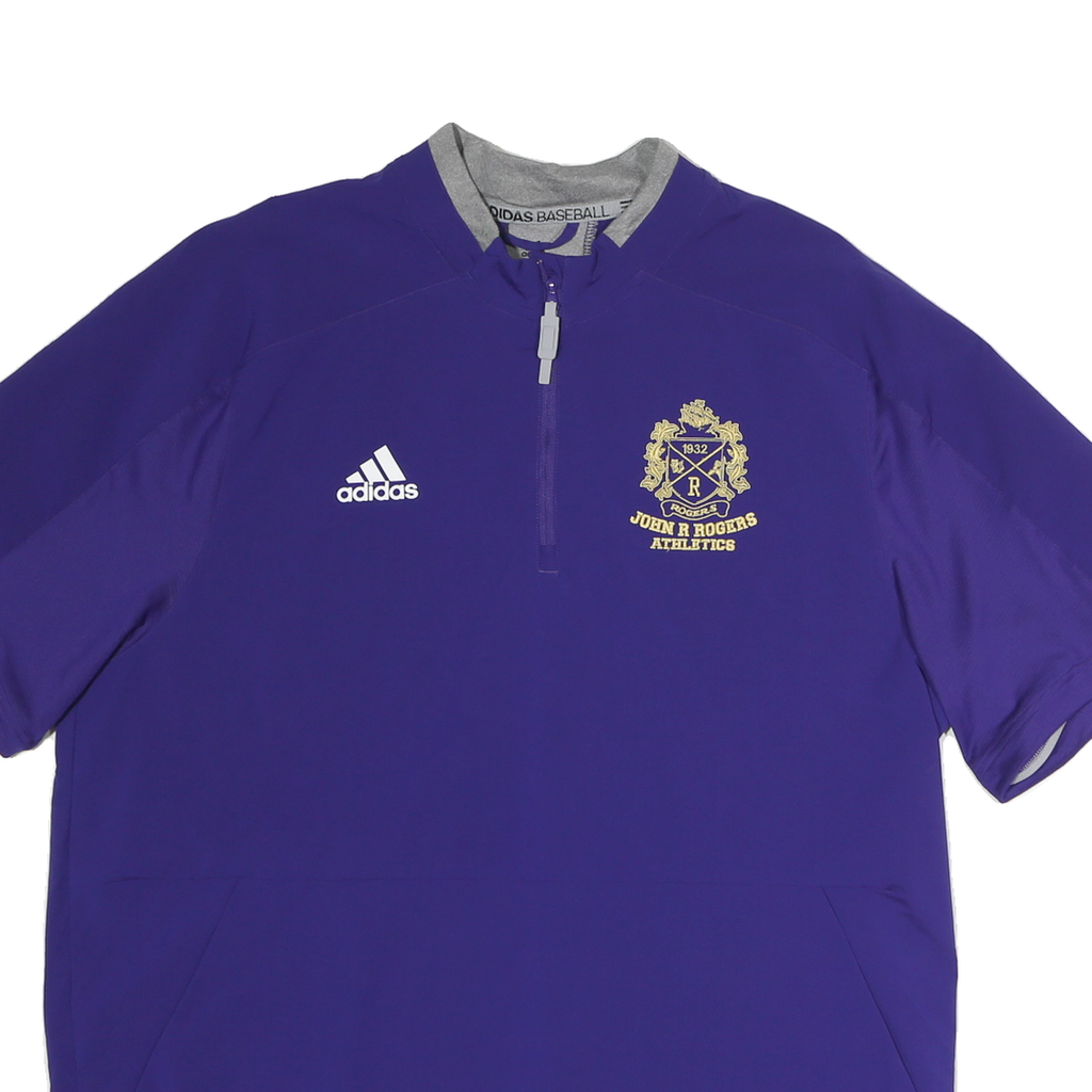ADIDAS Mens Purple Baseball Half Zip L Top Athletic Sportswear Shirt