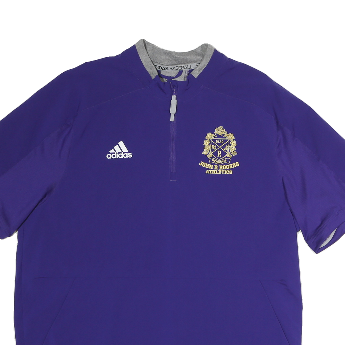 ADIDAS Mens Purple Baseball Half Zip L Top Athletic Sportswear Shirt
