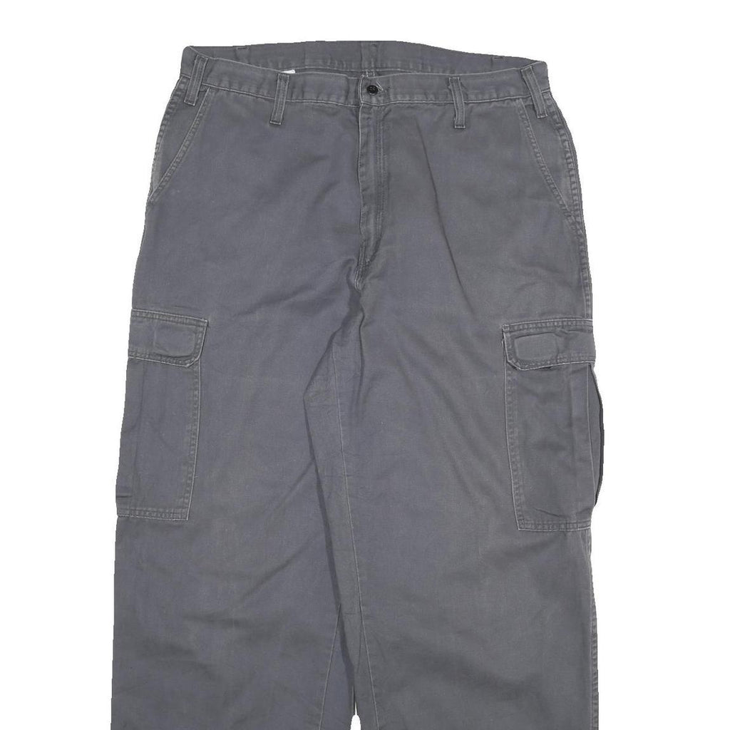 DICKIES Mens Relaxed Grey Cargo Cotton Blend Trousers W32 L31 Workwear Utility