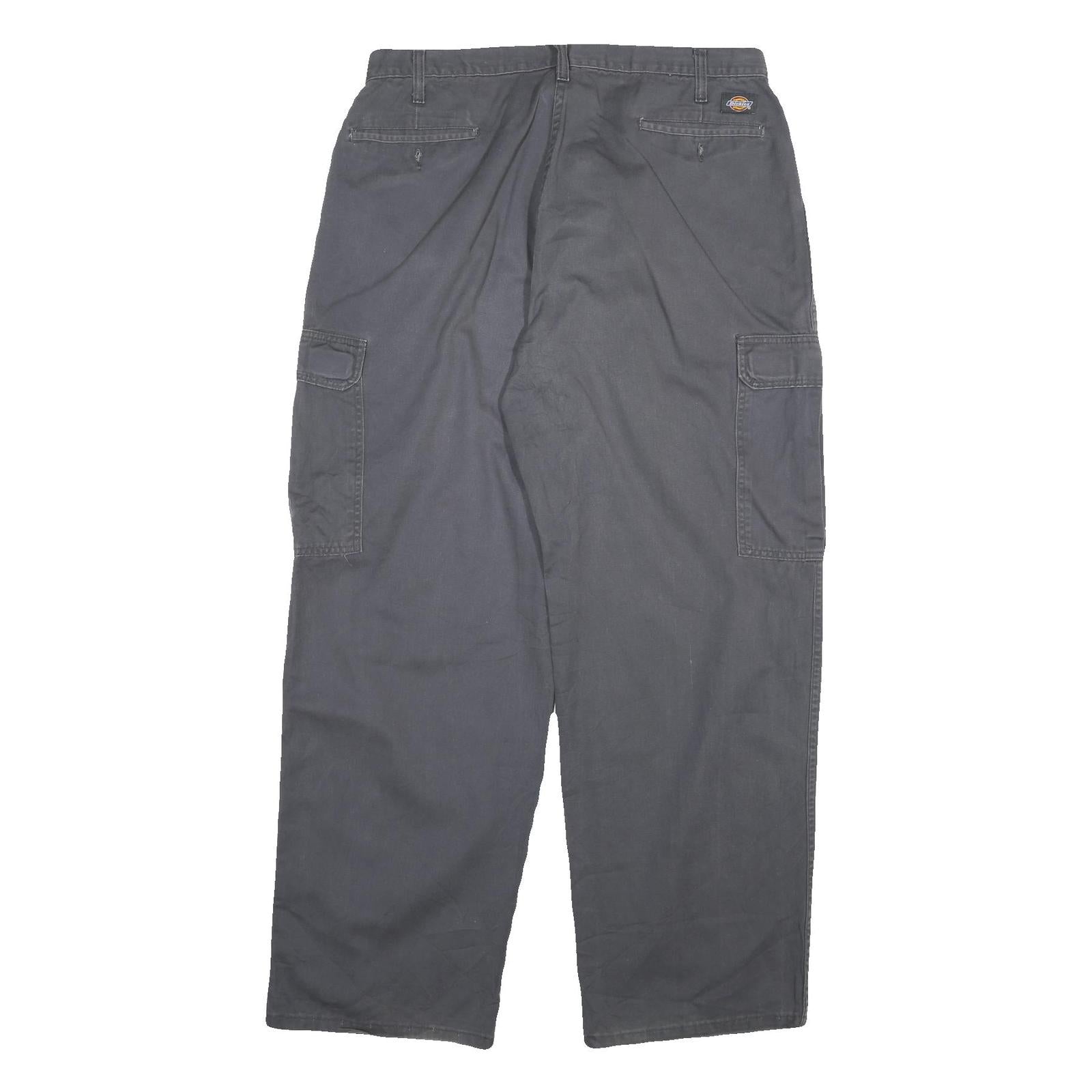 DICKIES Mens Relaxed Grey Cargo Cotton Blend Trousers W32 L31 Workwear Utility