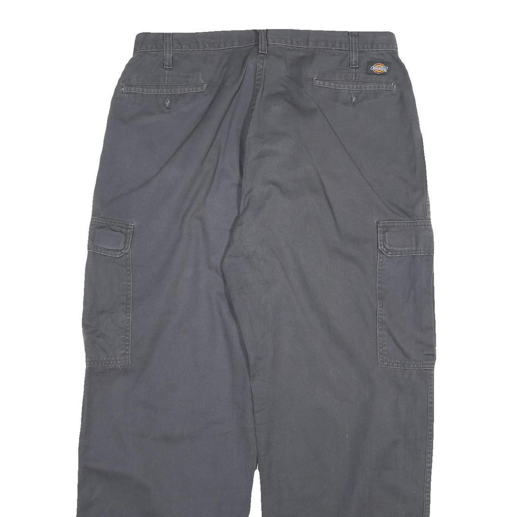 DICKIES Mens Relaxed Grey Cargo Cotton Blend Trousers W32 L31 Workwear Utility