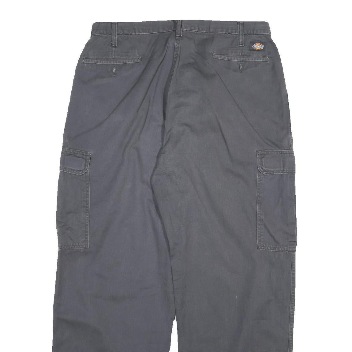 DICKIES Mens Relaxed Grey Cargo Cotton Blend Trousers W32 L31 Workwear Utility