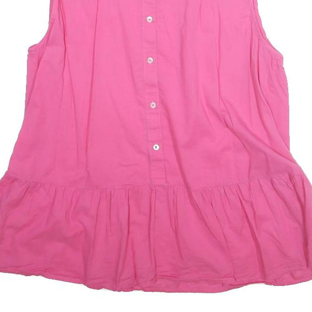 TOMMY HILFIGER Womens Pink Sleeveless Shirt Round Neck Plain UK 10 Cotton Blend