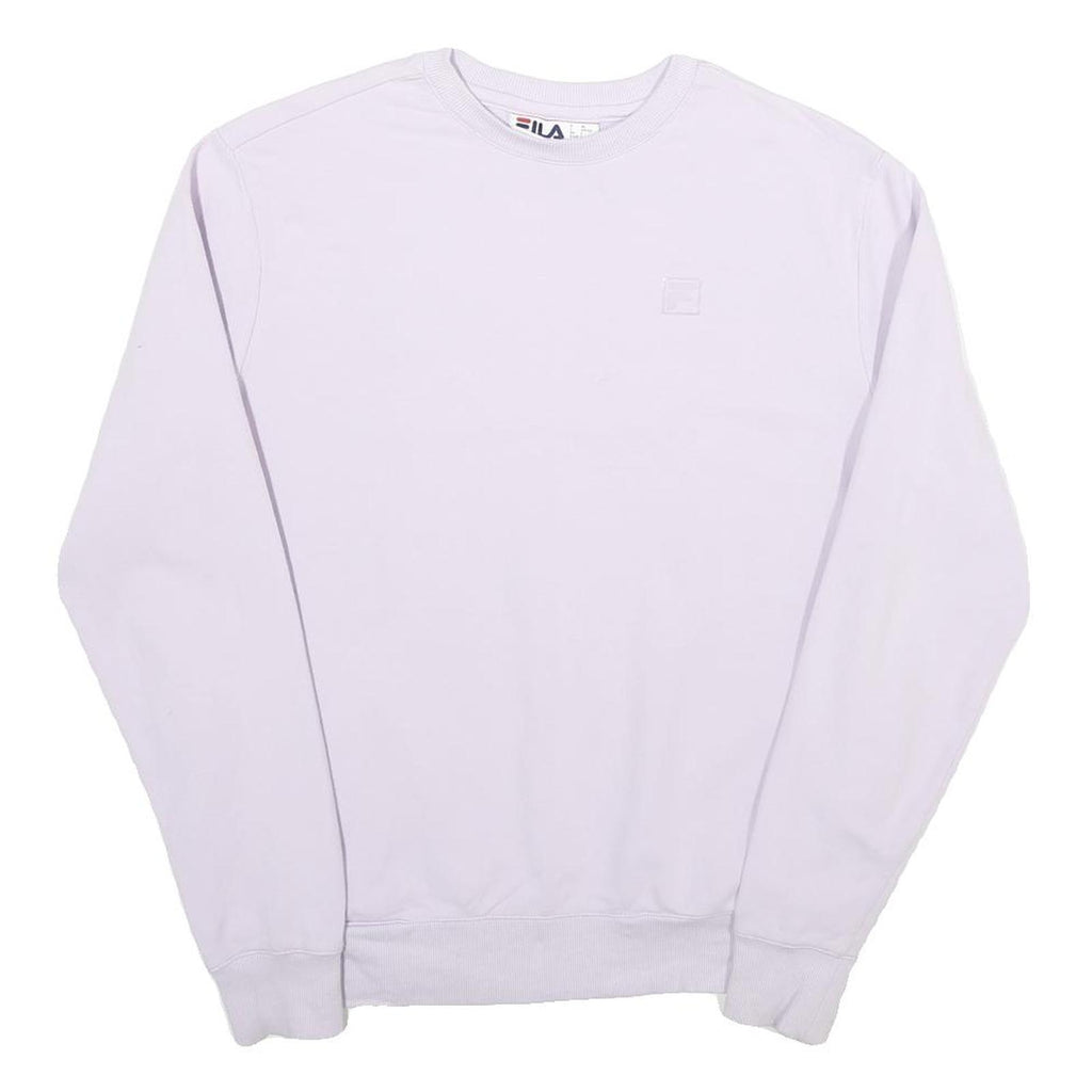 FILA Womens White Crew Neck S Sweatshirt Cotton Blend Lightweight Pullover