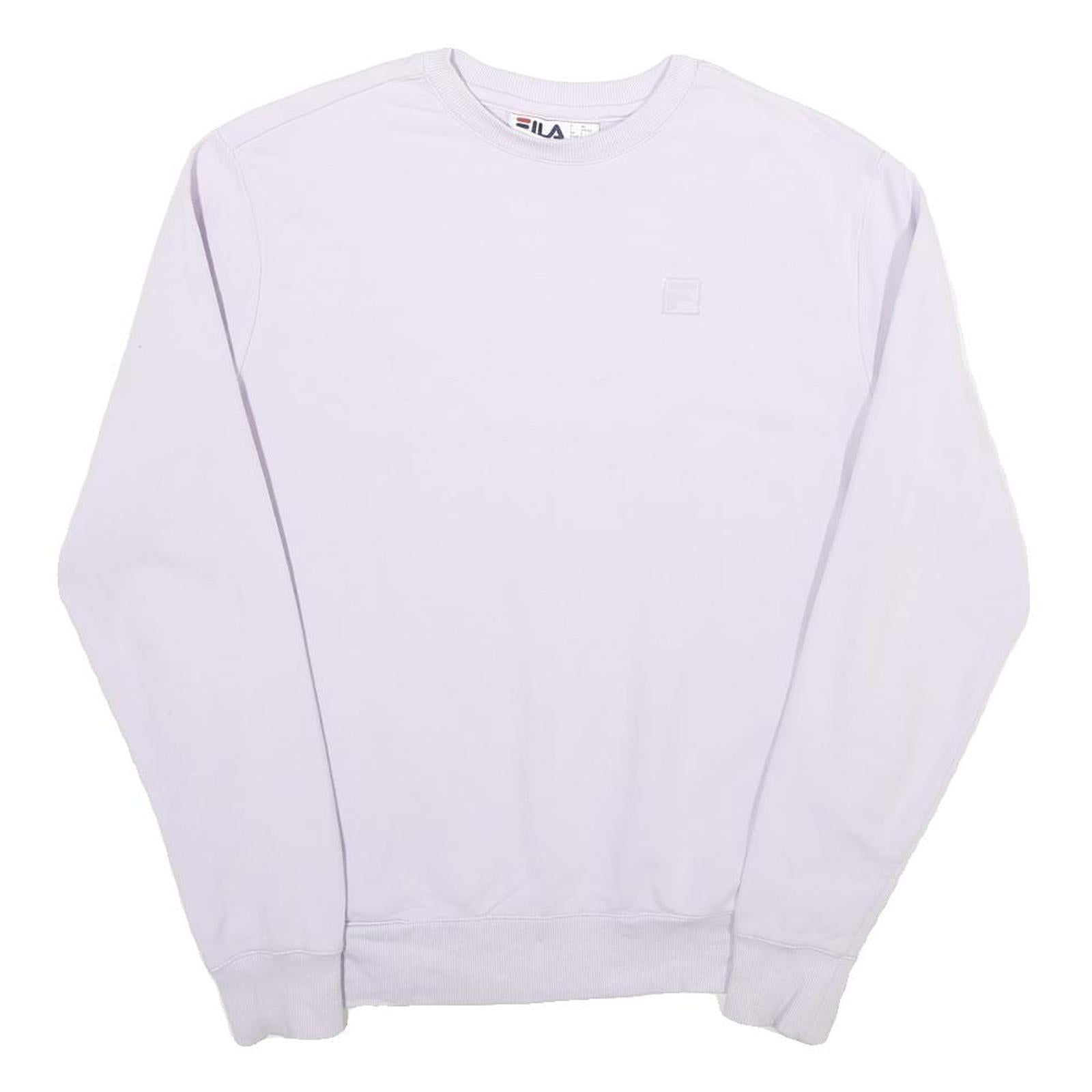 FILA Womens White Crew Neck S Sweatshirt Cotton Blend Lightweight Pullover